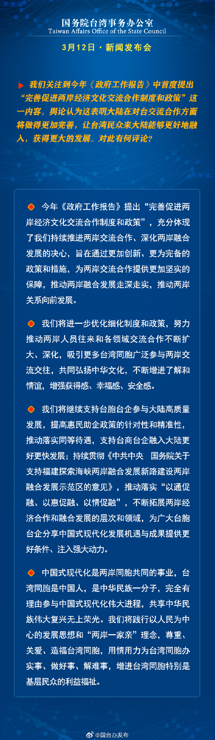 國務(wù)院臺灣事務(wù)辦公室3月12日·新聞發(fā)布會_fororder_2