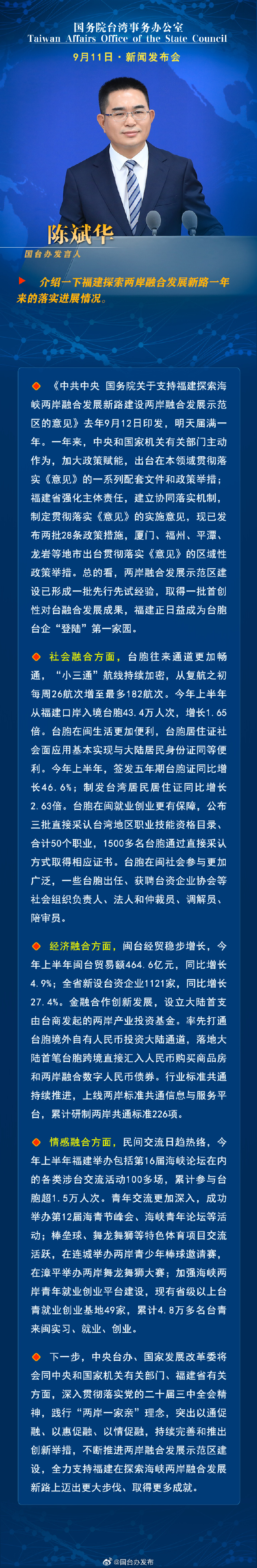 國務(wù)院臺(tái)灣事務(wù)辦公室9月11日·新聞發(fā)布會(huì)