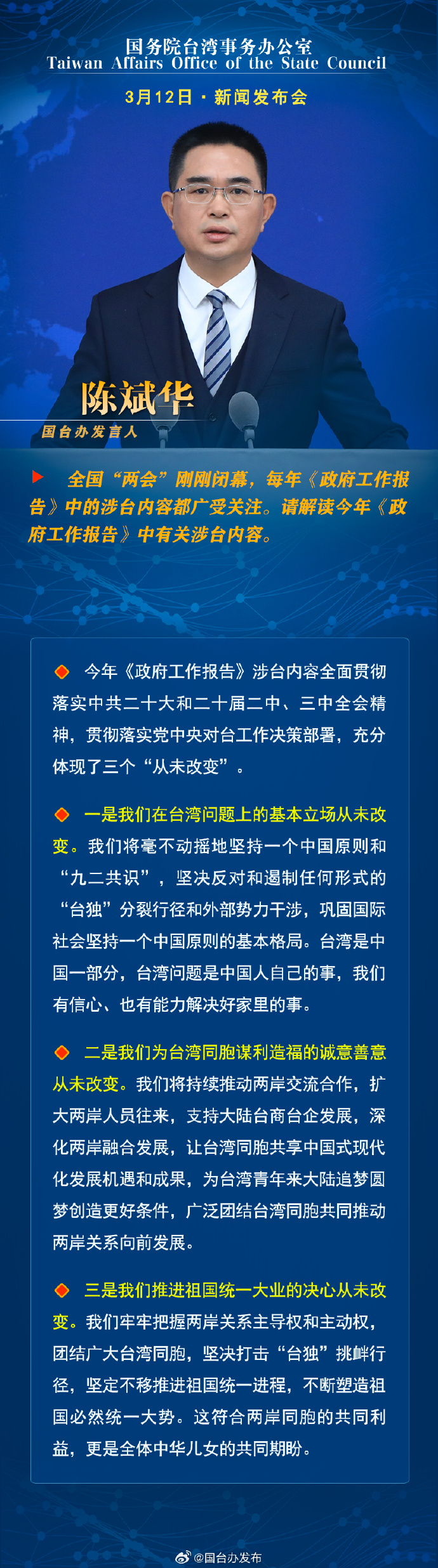 國務(wù)院臺灣事務(wù)辦公室3月12日·新聞發(fā)布會_fororder_1