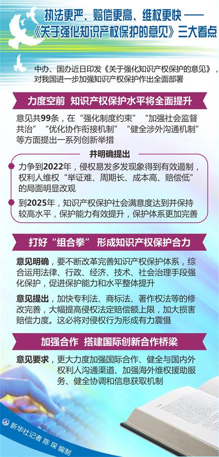 执法更严、赔偿更高、维权更快——《关于强化知识产权保护的意见》三大看点