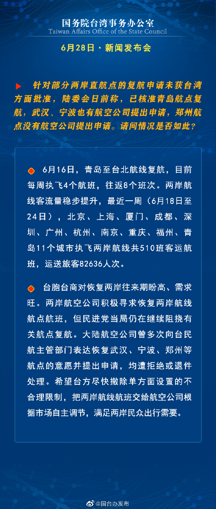 國(guó)務(wù)院臺(tái)灣事務(wù)辦公室6月28日·新聞發(fā)布會(huì)