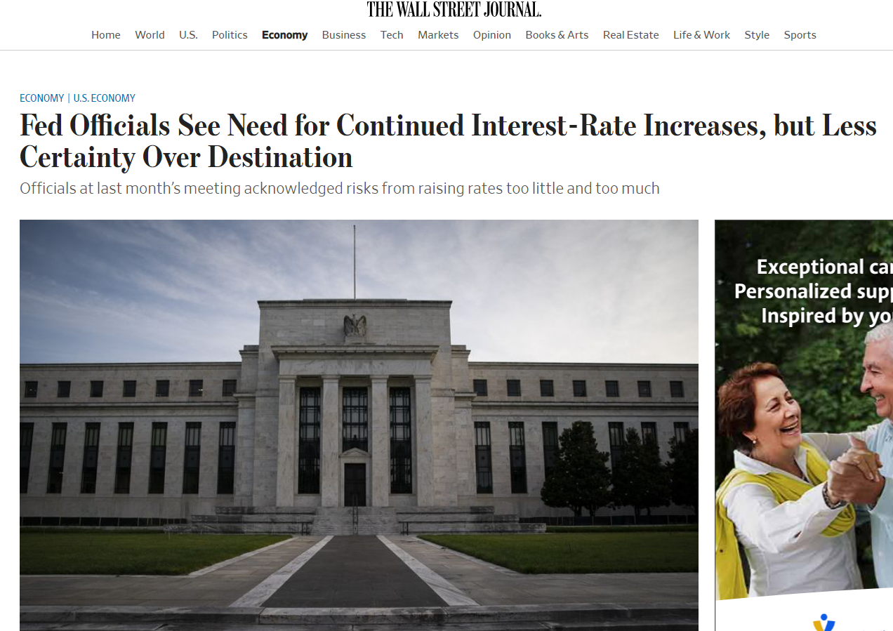 美联储会议纪要聚焦通胀 承认过度加息风险