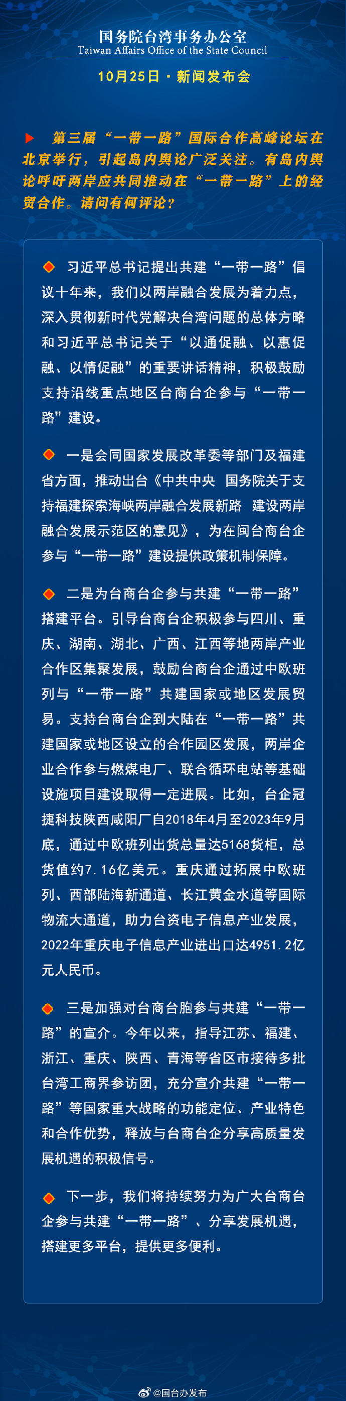 國(guó)務(wù)院臺(tái)灣事務(wù)辦公室10月25日·新聞發(fā)布會(huì)