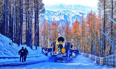 國家高山滑雪中心開始冬奧會造雪