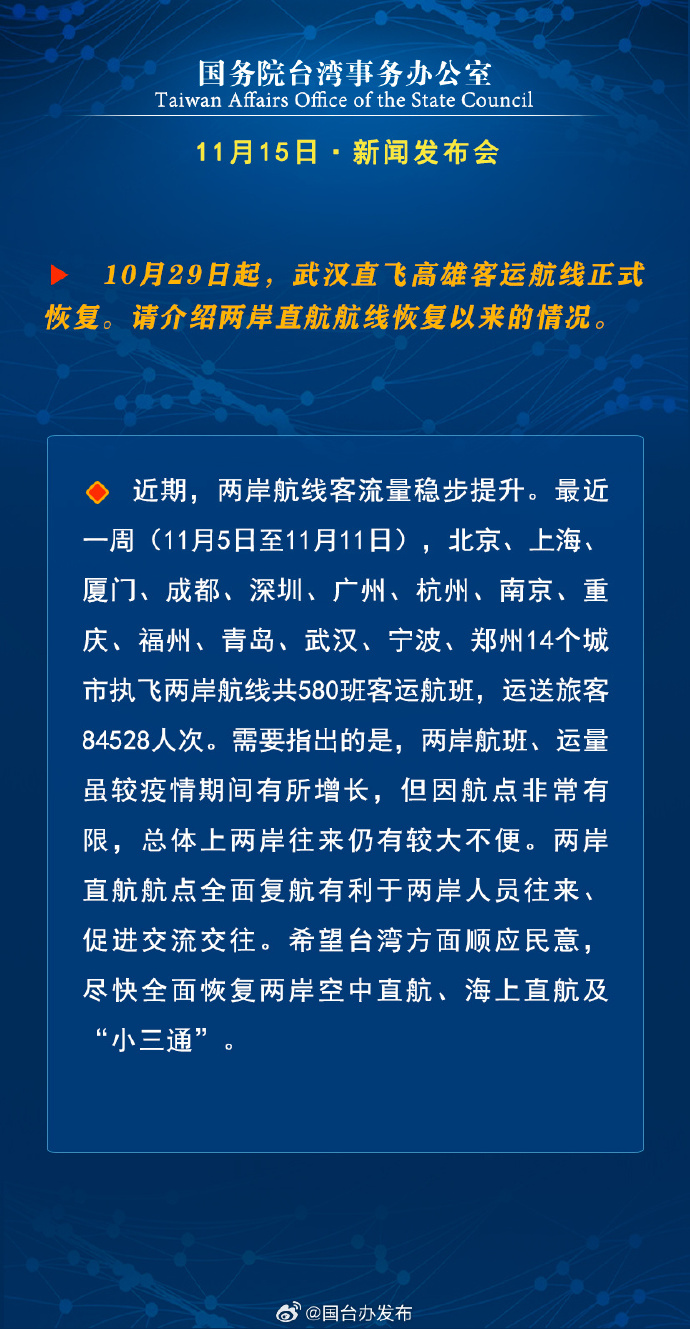 國務(wù)院臺灣事務(wù)辦公室11月15日·新聞發(fā)布會