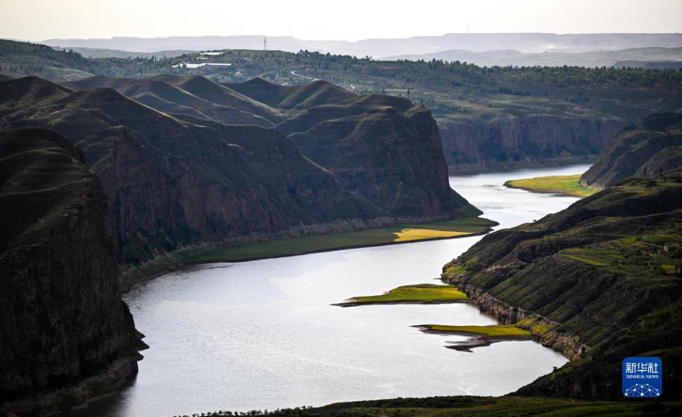 这是山西省与内蒙古自治区交界处的黄河老牛湾（2023年8月23日摄）。