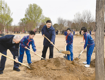 习近平在参加首都义务植树活动时强调 发扬中华民族爱树植树护树好传统 推动国土绿化不断取得实实在在的成效 栗战书汪洋王沪宁赵乐际韩正王岐山参加