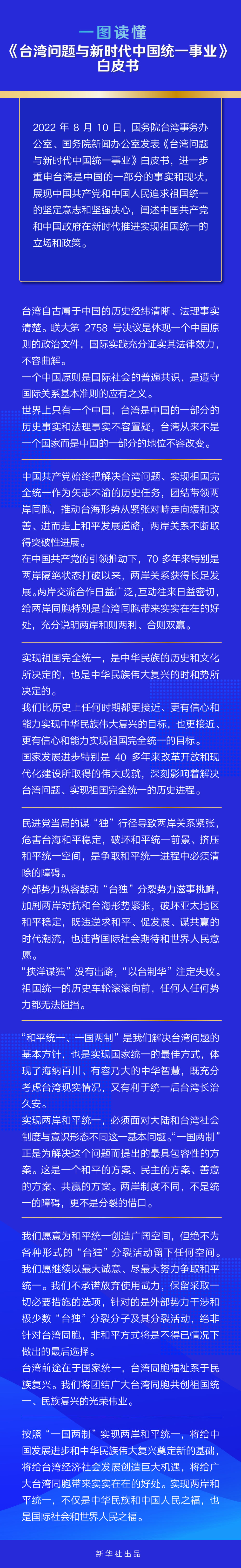 一图读懂丨《台湾问题与新时代中国统一事业》白皮书