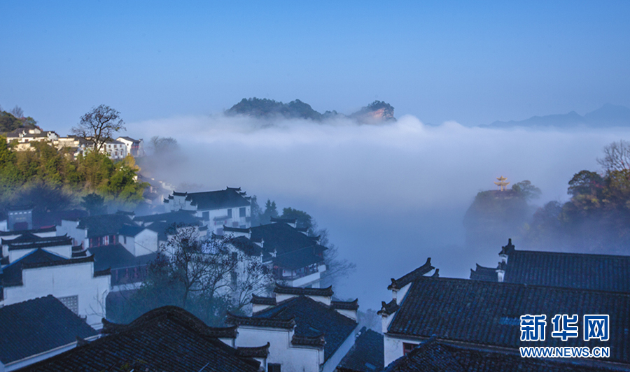 11月21日清晨，在安徽省休宁县齐云山风景区拍摄的白岳飞云美景。