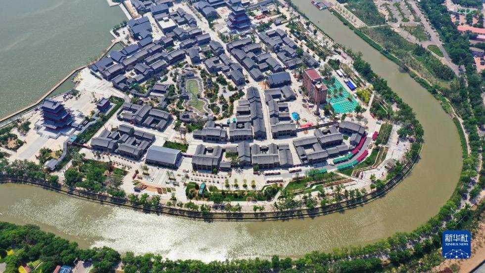 沧州市区境内的京杭大运河河道（5月16日摄，无人机照片）。