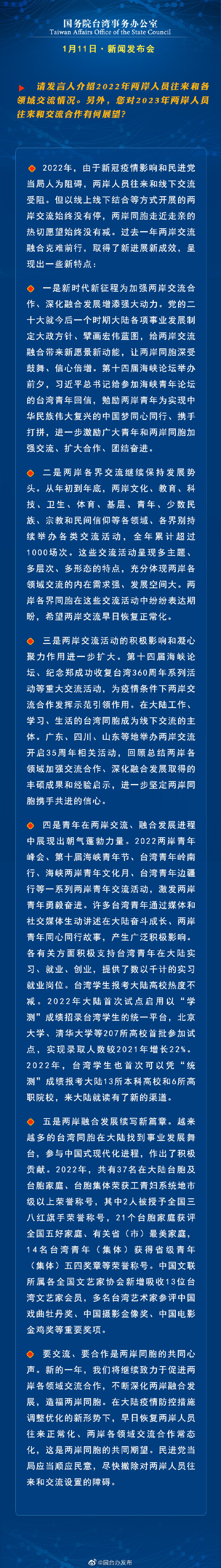 国务院台湾事务办公室1月11日·新闻发布会