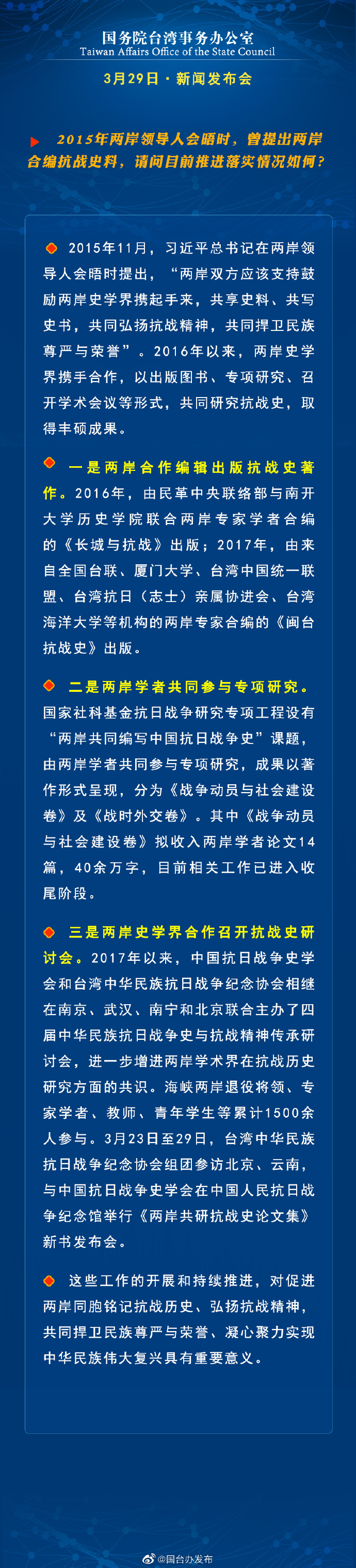 国务院台湾事务办公室3月29日·新闻发布会