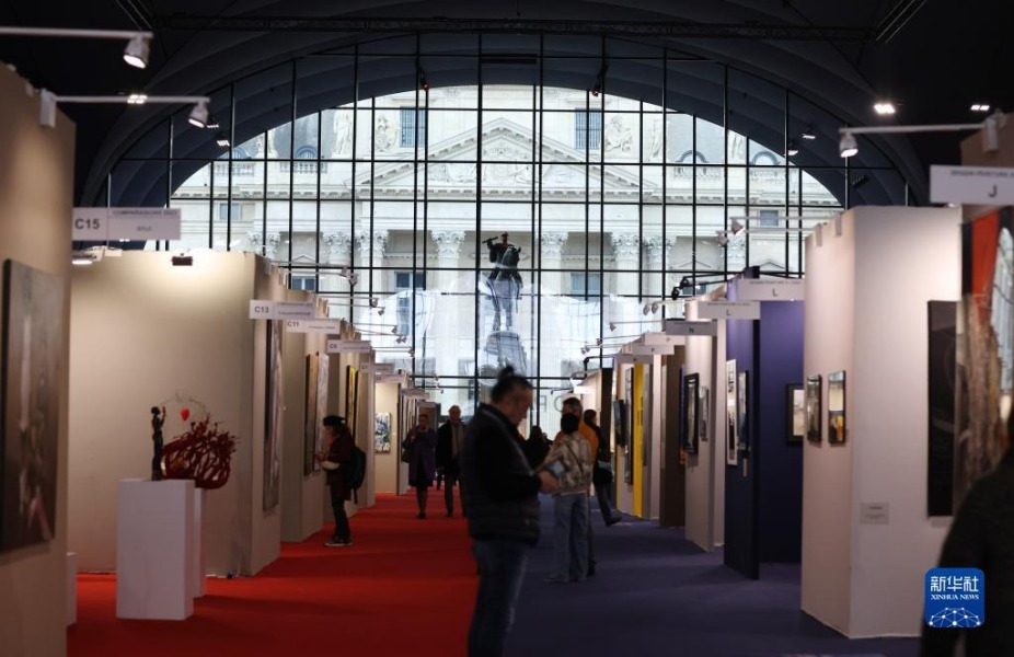 2月16日，人们在法国巴黎临时大皇宫举行的ART CAPITAL艺术展上参观。新华社记者 高静 摄