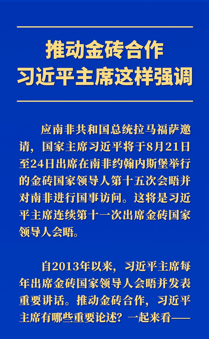 推动金砖合作，习近平主席这样强调