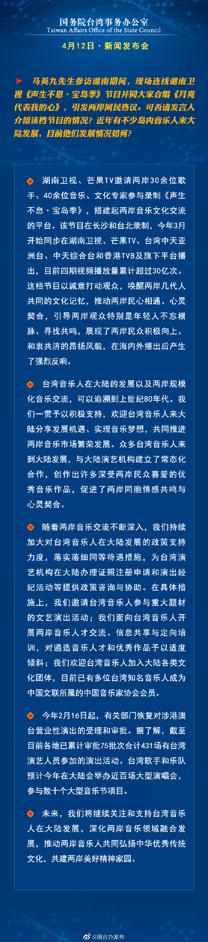 国务院台湾事务办公室4月12日·新闻发布会